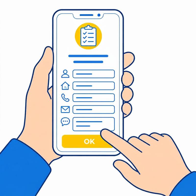 Illustratie van een aanvraagformulier dat op een smartphone wordt ingevuld
